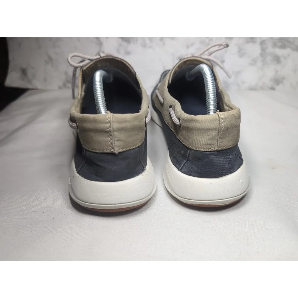 Sperry Memory Foam STS18644 Mens Size 11.5M Gray/Khaki Canvas 2 Eye Boat Shoes